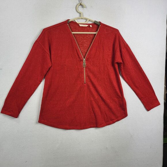 Soft Surroundings Valentina Sweater Top Womens Large Zip Long Sleeve Lightweight - Picture 9 of 15
